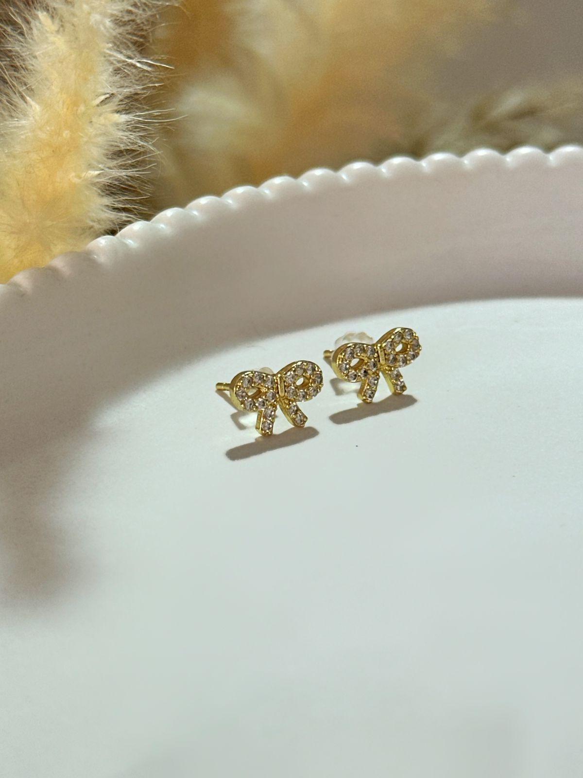 Aros Lazo Mini Baño de Oro 18K Delicados Mujer-3