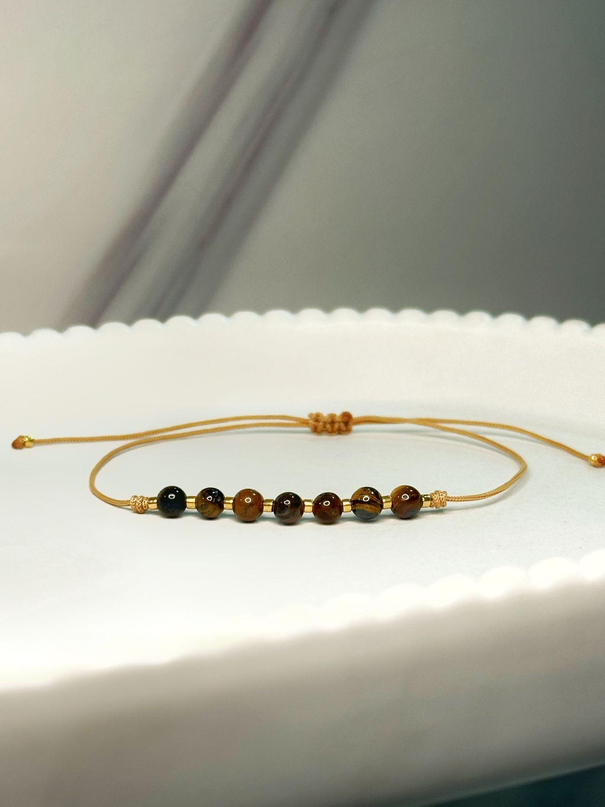 Pulsera ojo de tigre piedra natural ajustable-3