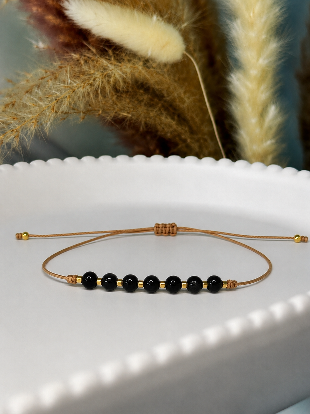 Pulsera de Piedra Natural Turmalina ajustable-0