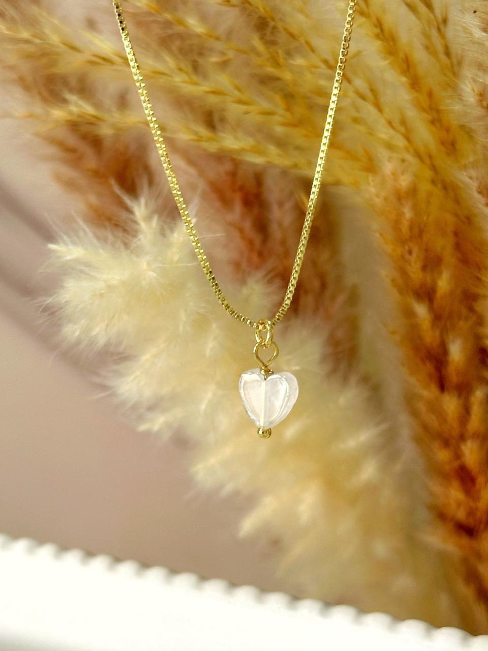 Collar corazon cuarzo rosa-2