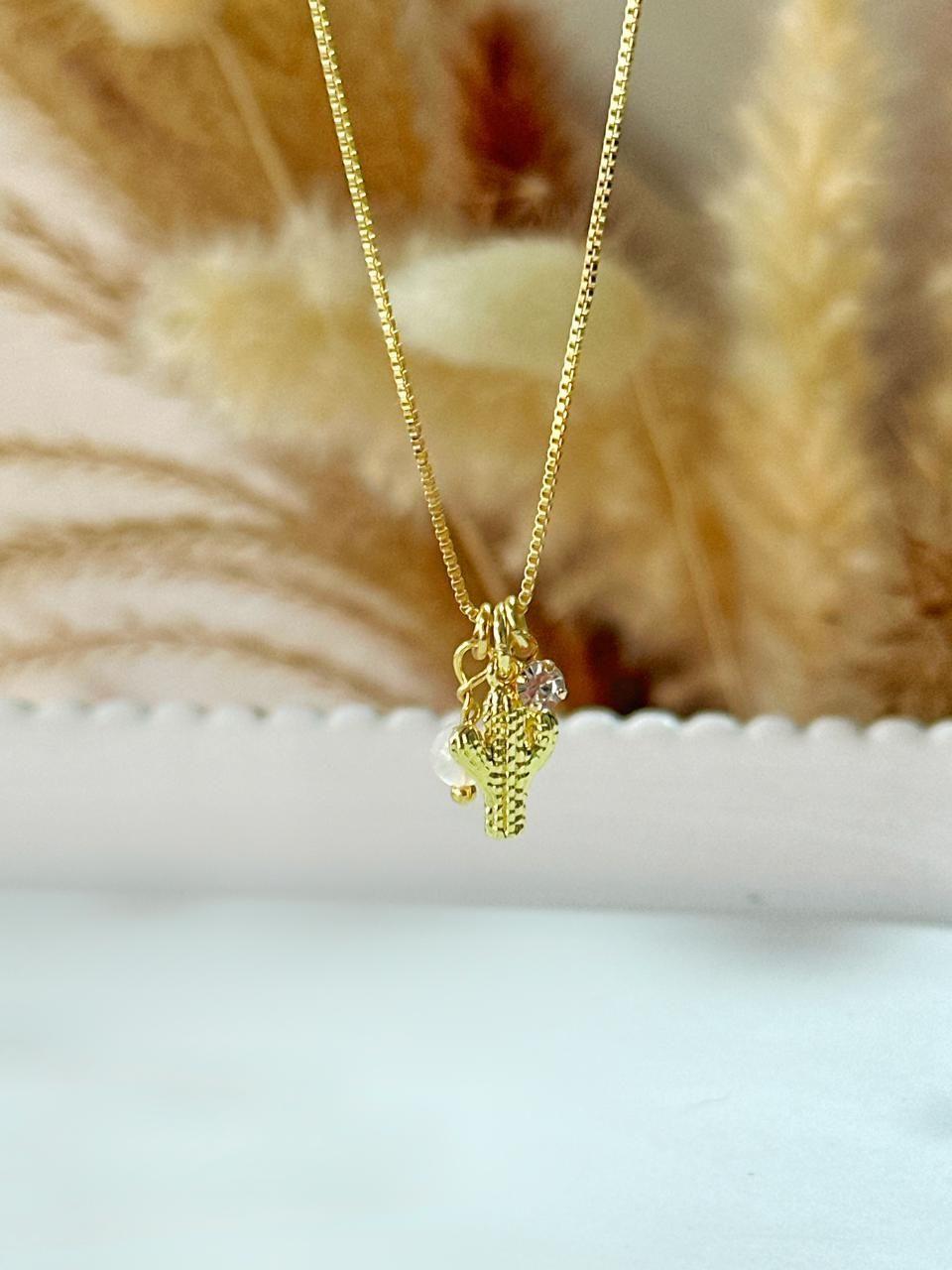 Collar Amiga Cactus Best friend Baño de Oro 18K Regalo Amistad-3