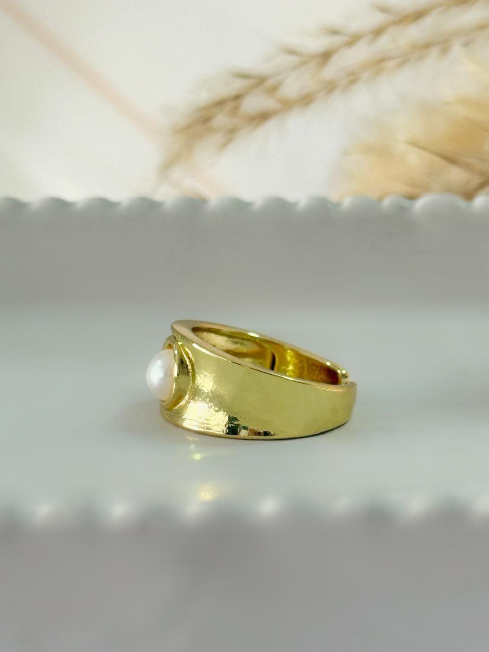 Anillo Vivi perla Ajustable Baño de Oro 18K-1
