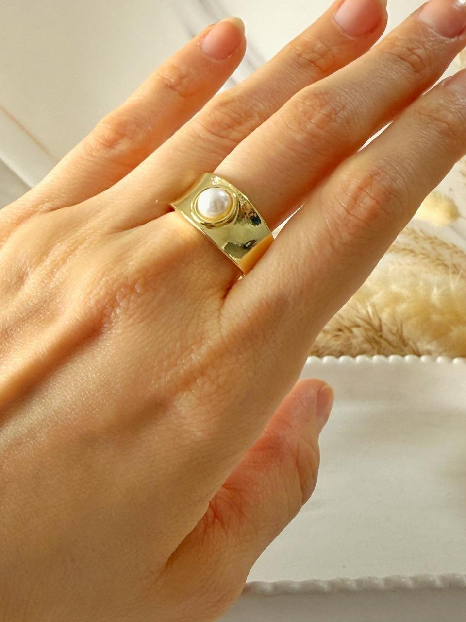 Anillo Vivi perla Ajustable Baño de Oro 18K-3