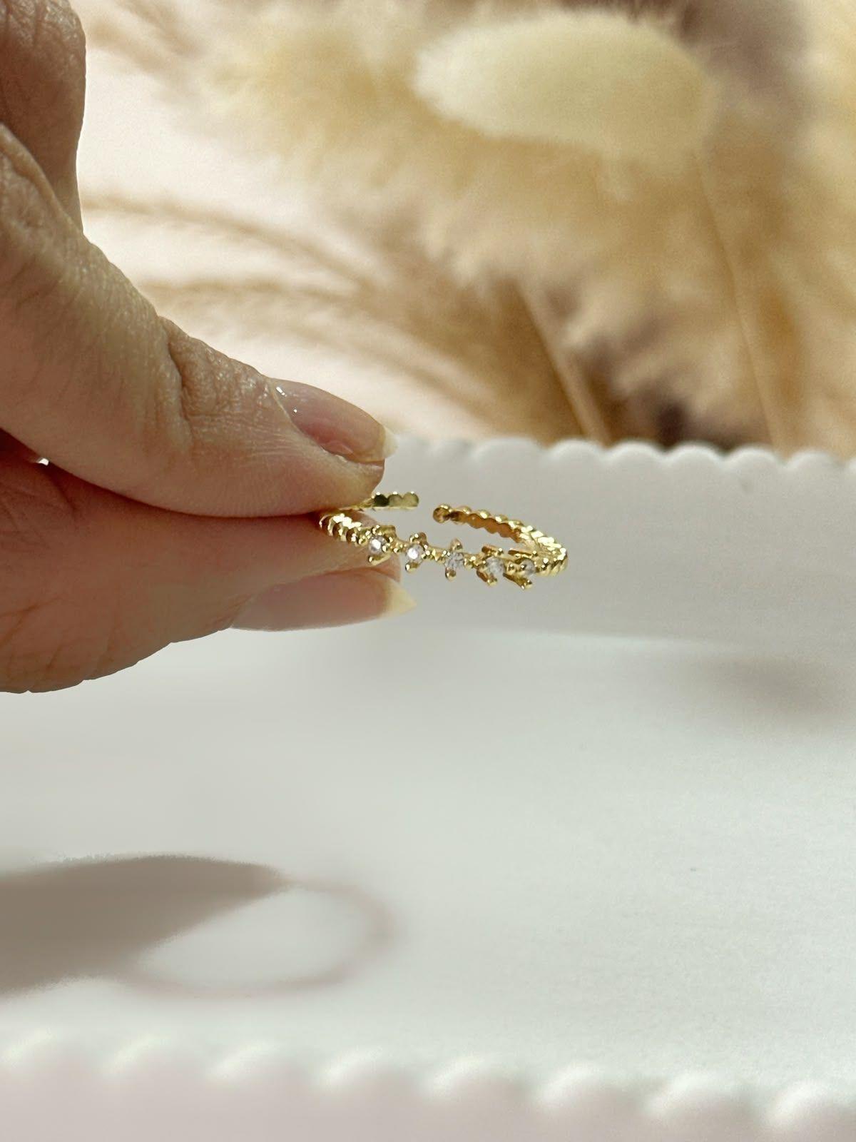 Anillo Promesa Ajustable Baño de Oro 18K-2