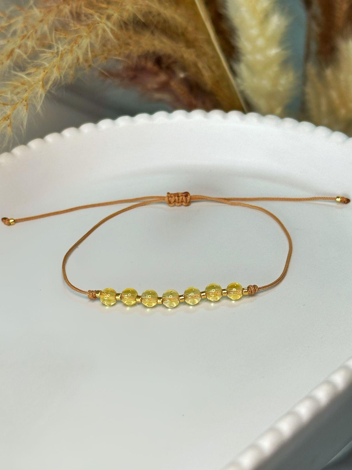 Pulsera citrino piedra natural ajustable-3