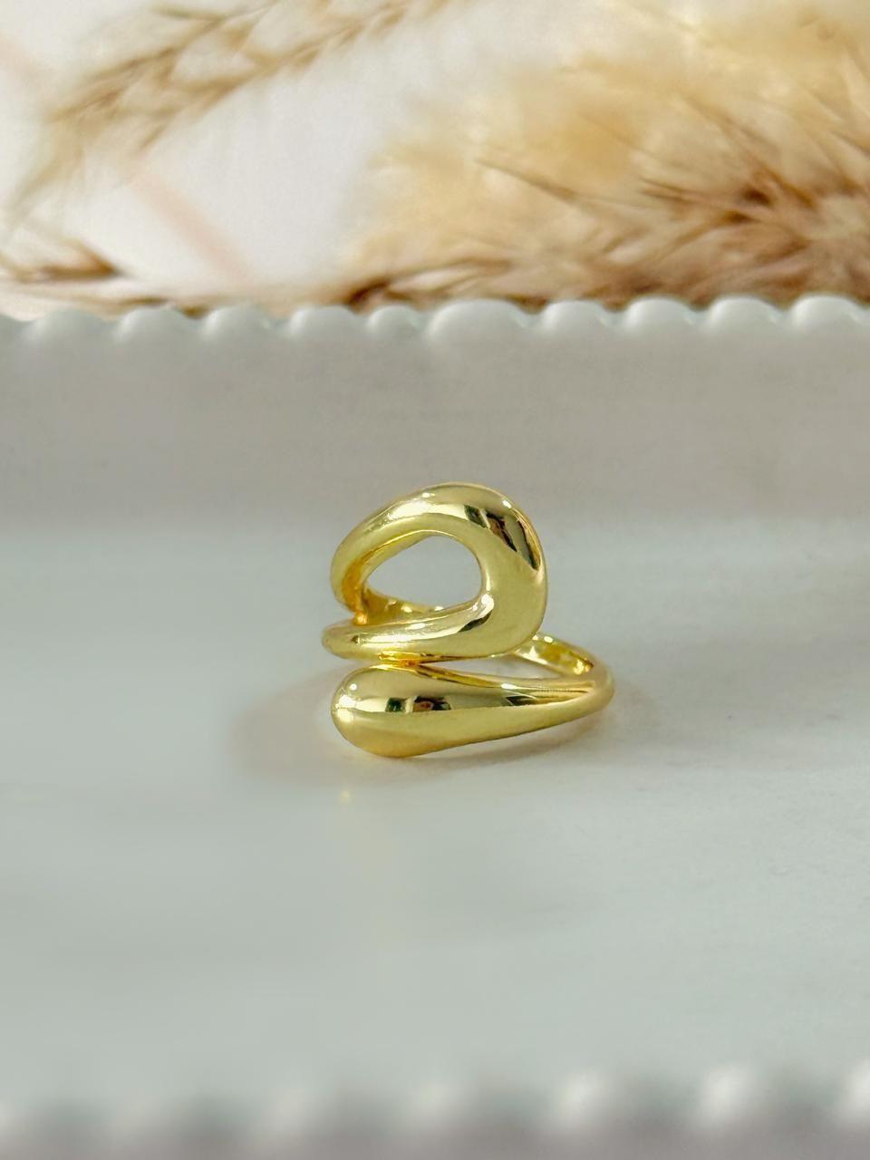 Anillo Josie asimetrico Ajustable Baño de Oro 18K-0