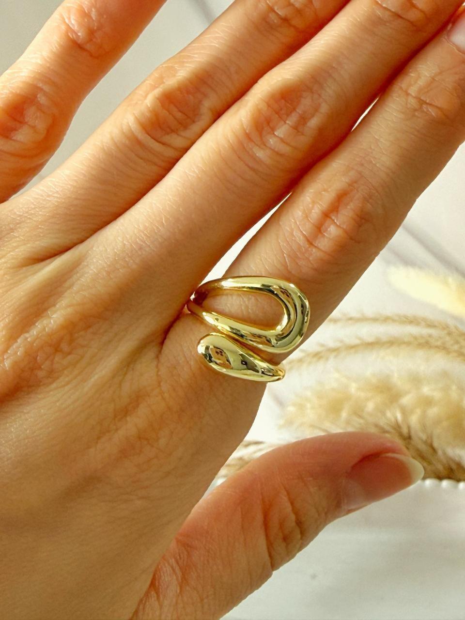 Anillo Josie asimetrico Ajustable Baño de Oro 18K-2