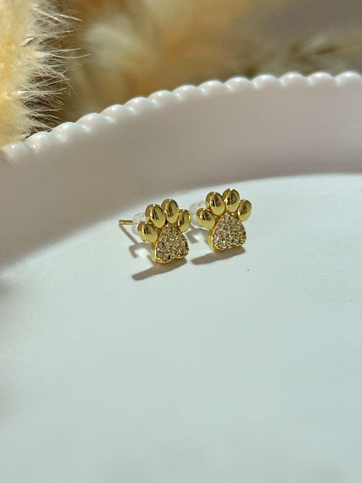 Aros mini patita i love my dog Baño de Oro 18K Mascotas Mujer niña-5