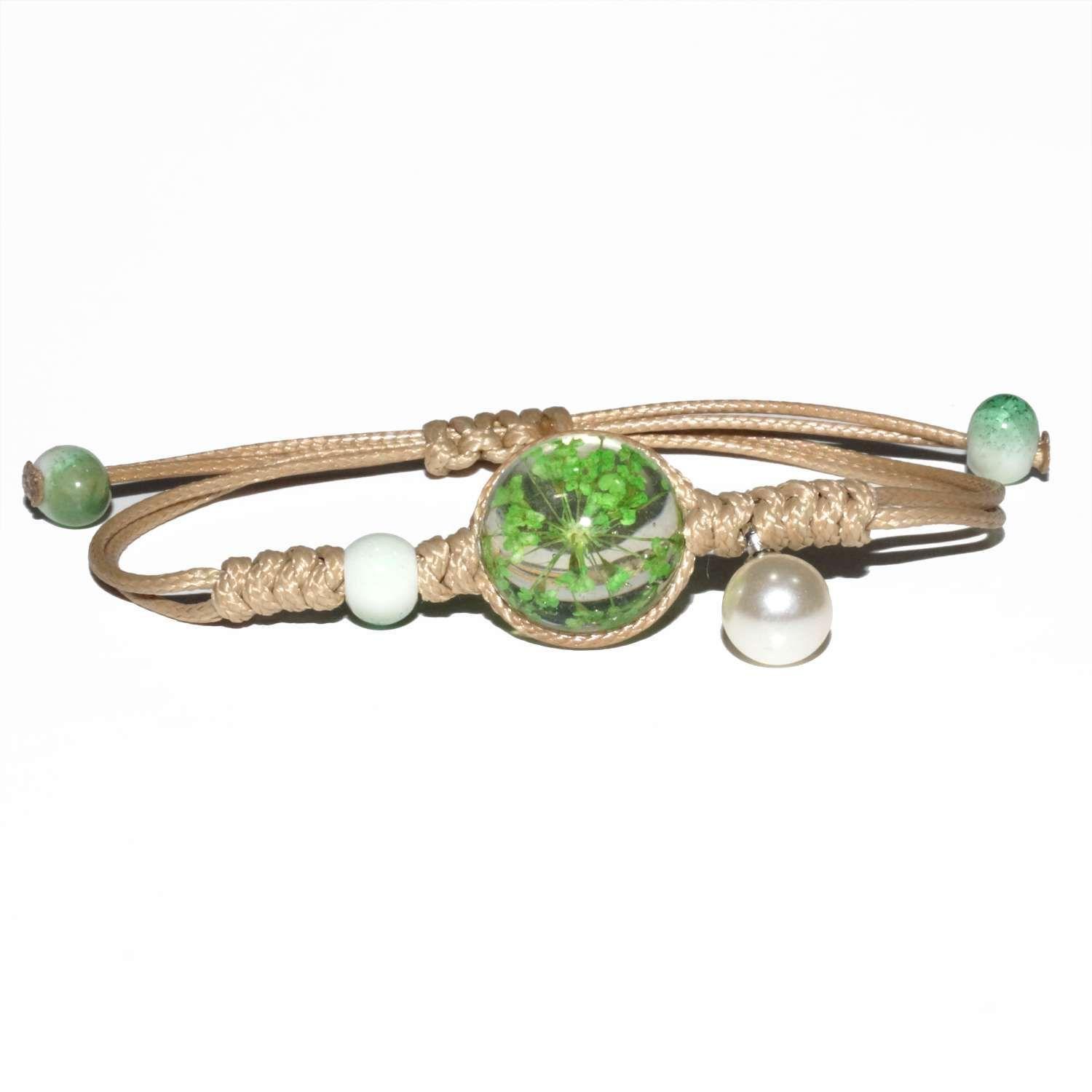 Pulsera cristal de naturaleza flor verde-1