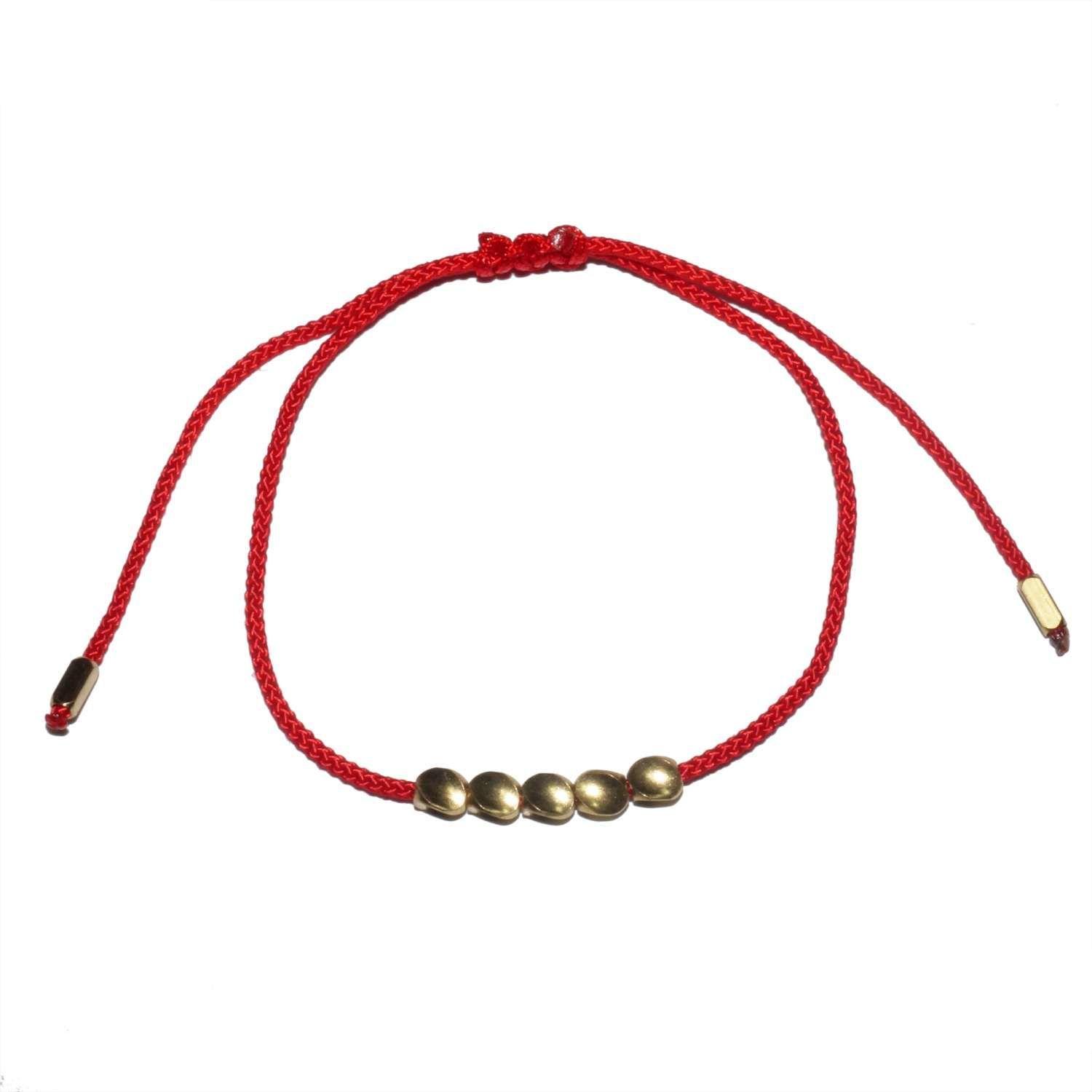 Pulsera hilo rojo cuentas de cobre-1