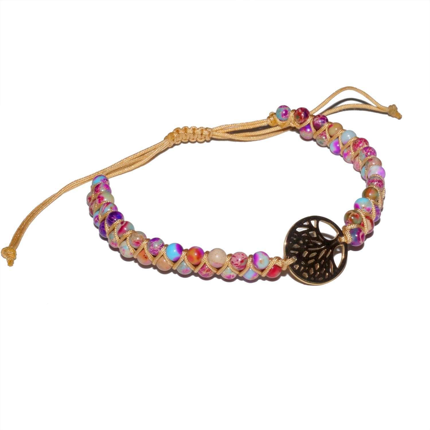 Pulsera Jaspe Violeta - dije dorado-1
