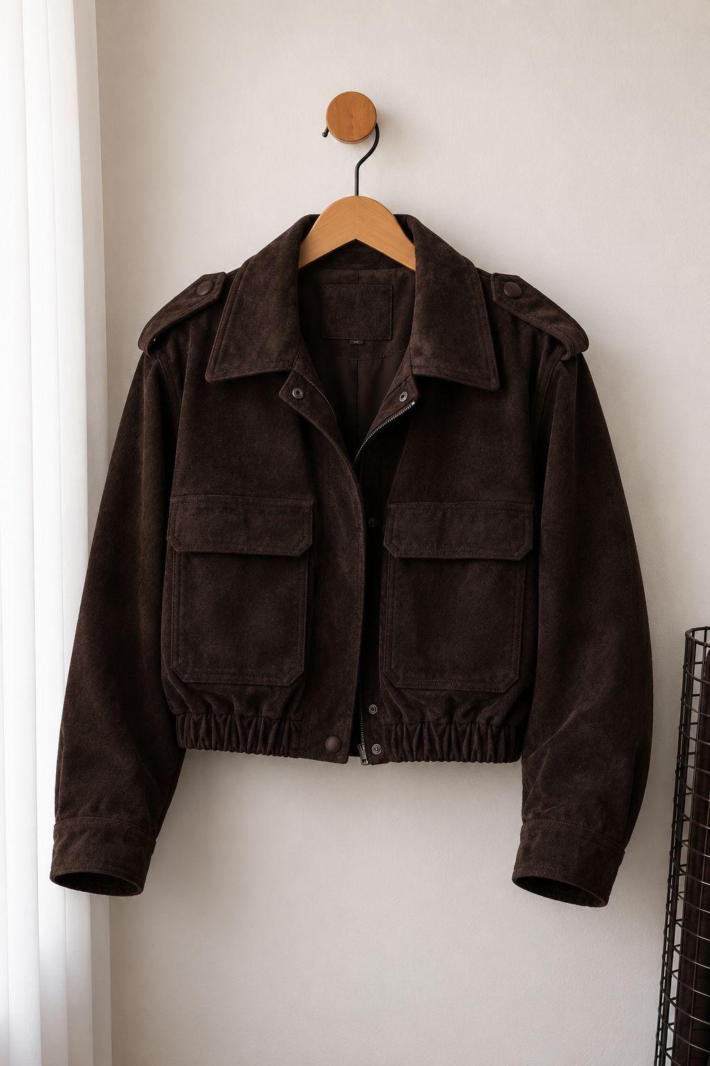 Chaqueta gamuza color chocolate-1