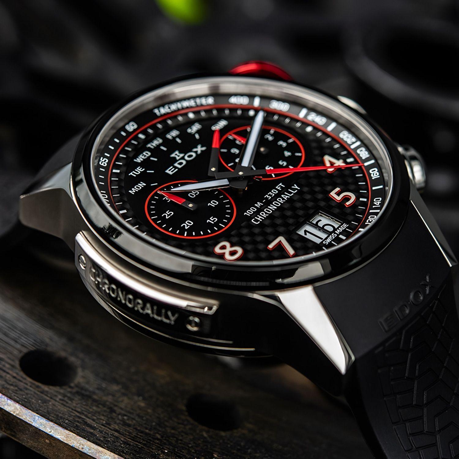 Reloj Edox Chronorally Negro Hombre 38003.TINROCARO-3