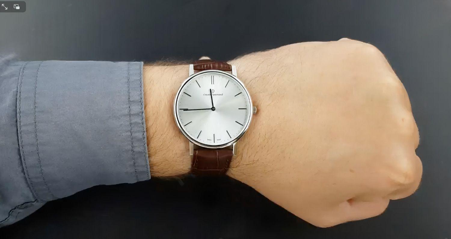 Reloj Claude Bernard Slim Line Esfera Plateada Hombre-2