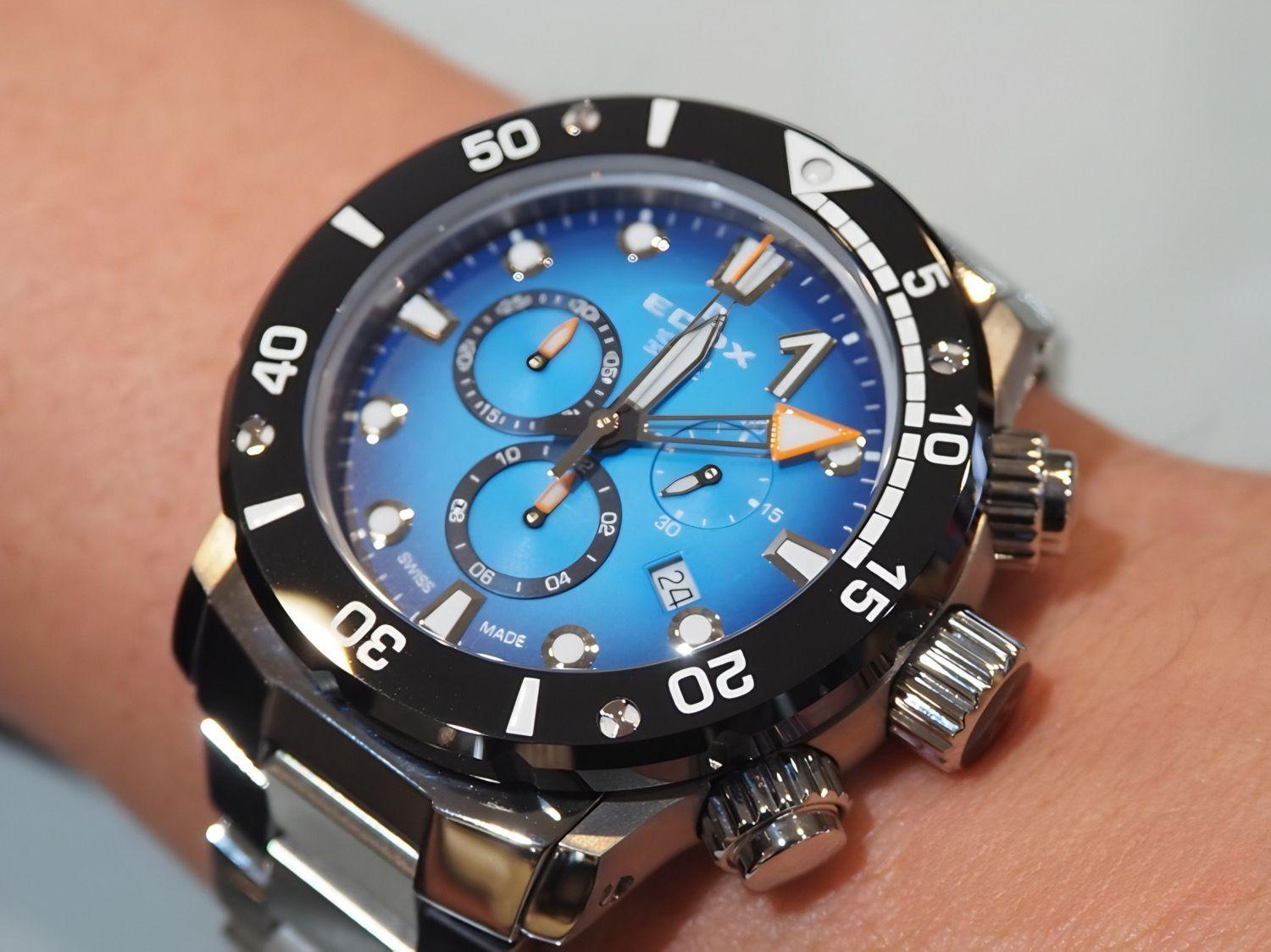 Reloj Edox Chronograph Esfera Azul Hombre-2
