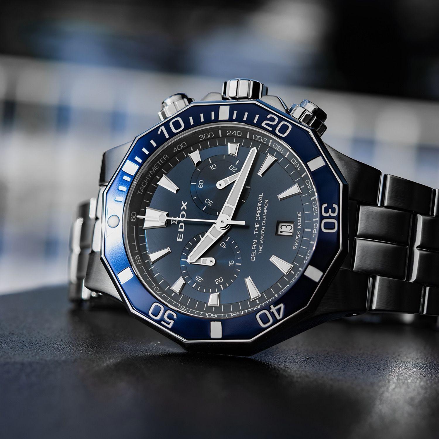 Reloj Edox Delfin The Original Chronograph Acero Hombre-2