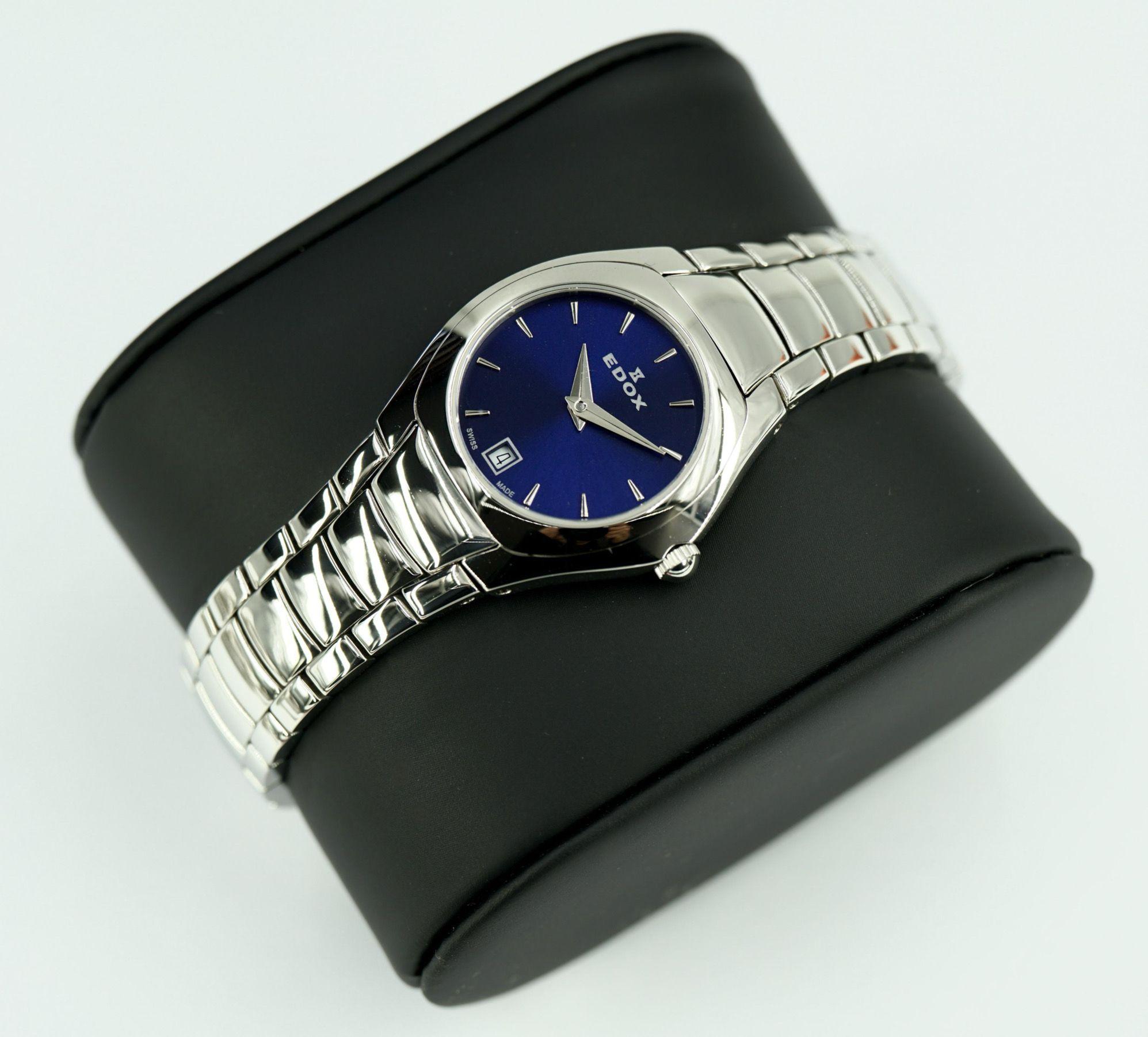 Reloj Edox Classic Acero Pulido Esfera Azul Mujer-2