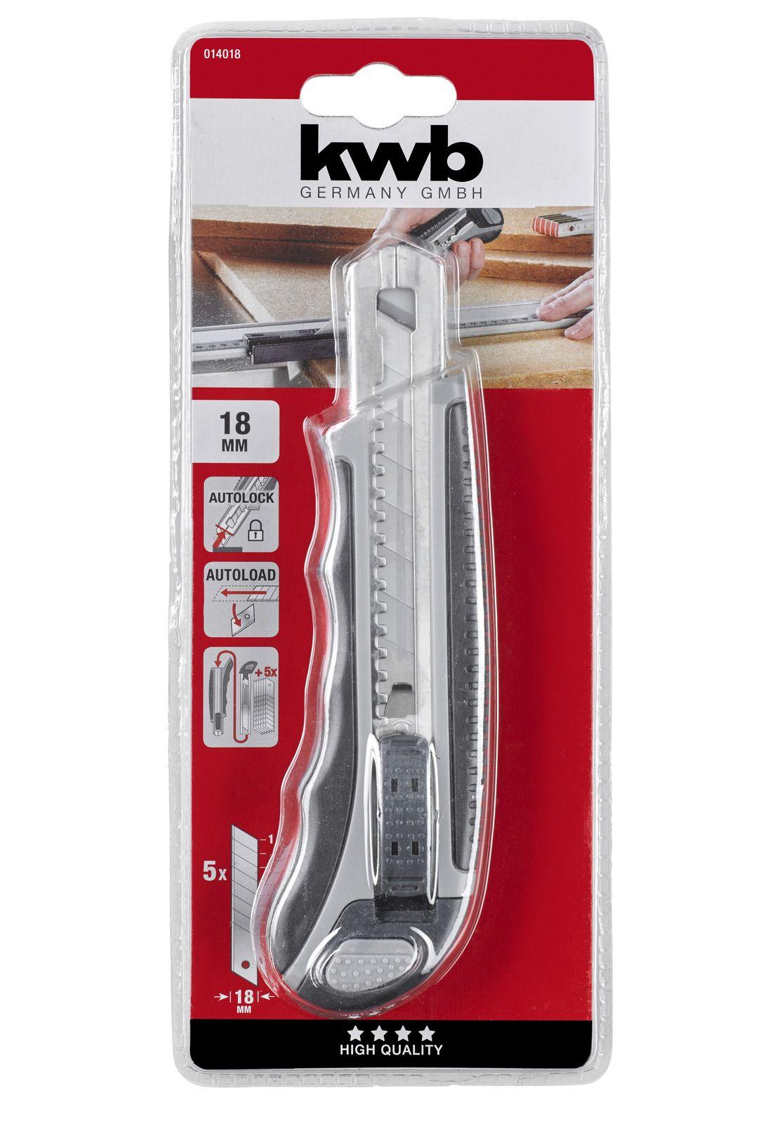 Cuchillo Cartonero 18 mm + 6 Hojas de Repuesto KWB -2