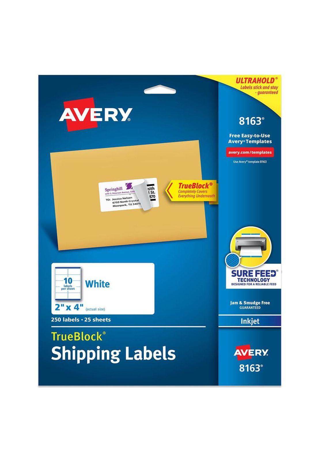 250 Etiquetas Adhesivas Avery Inkjet 50x100 mm Blanca 25hjs-7