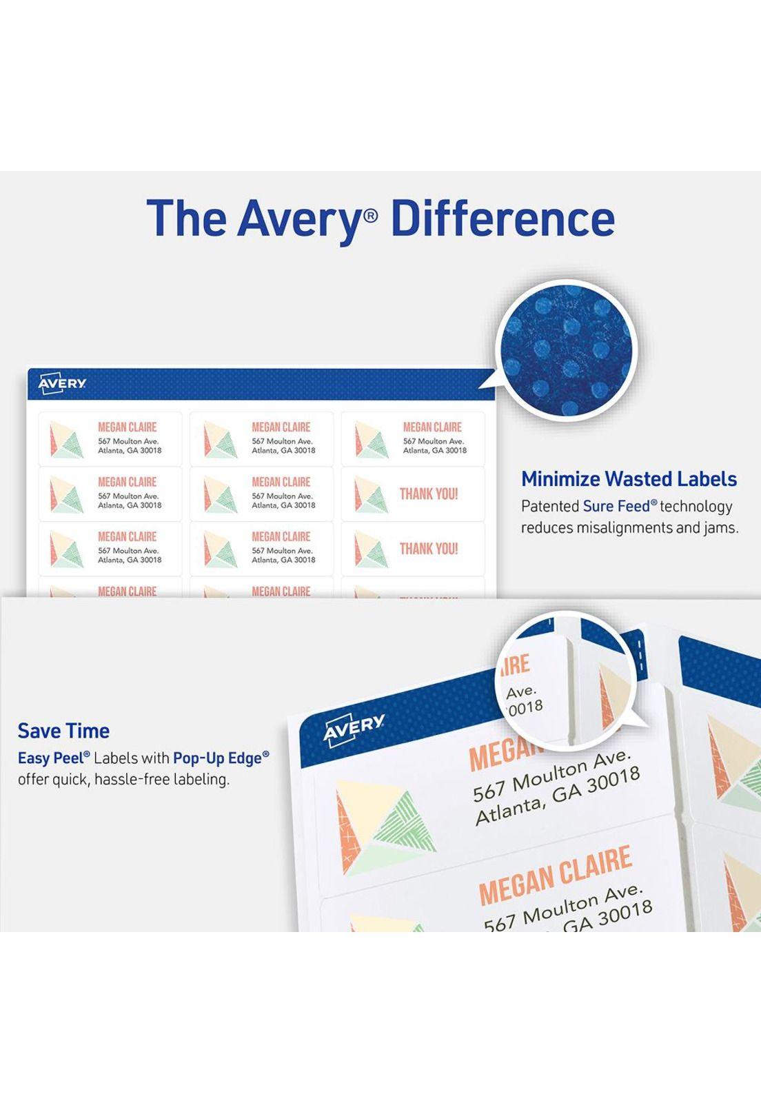 3000 Etiquetas Adhesivas Avery Laser 25x67 mm Blanca 100hjs-3