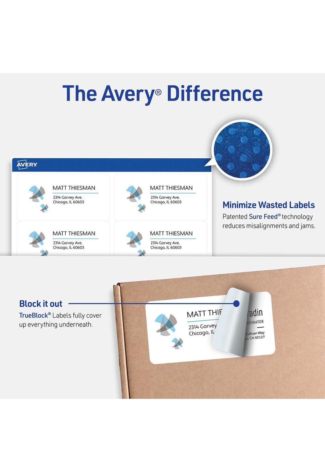 1000 Etiquetas Adhesivas Avery Laser 51x102 mm Blanca 100hjs-3