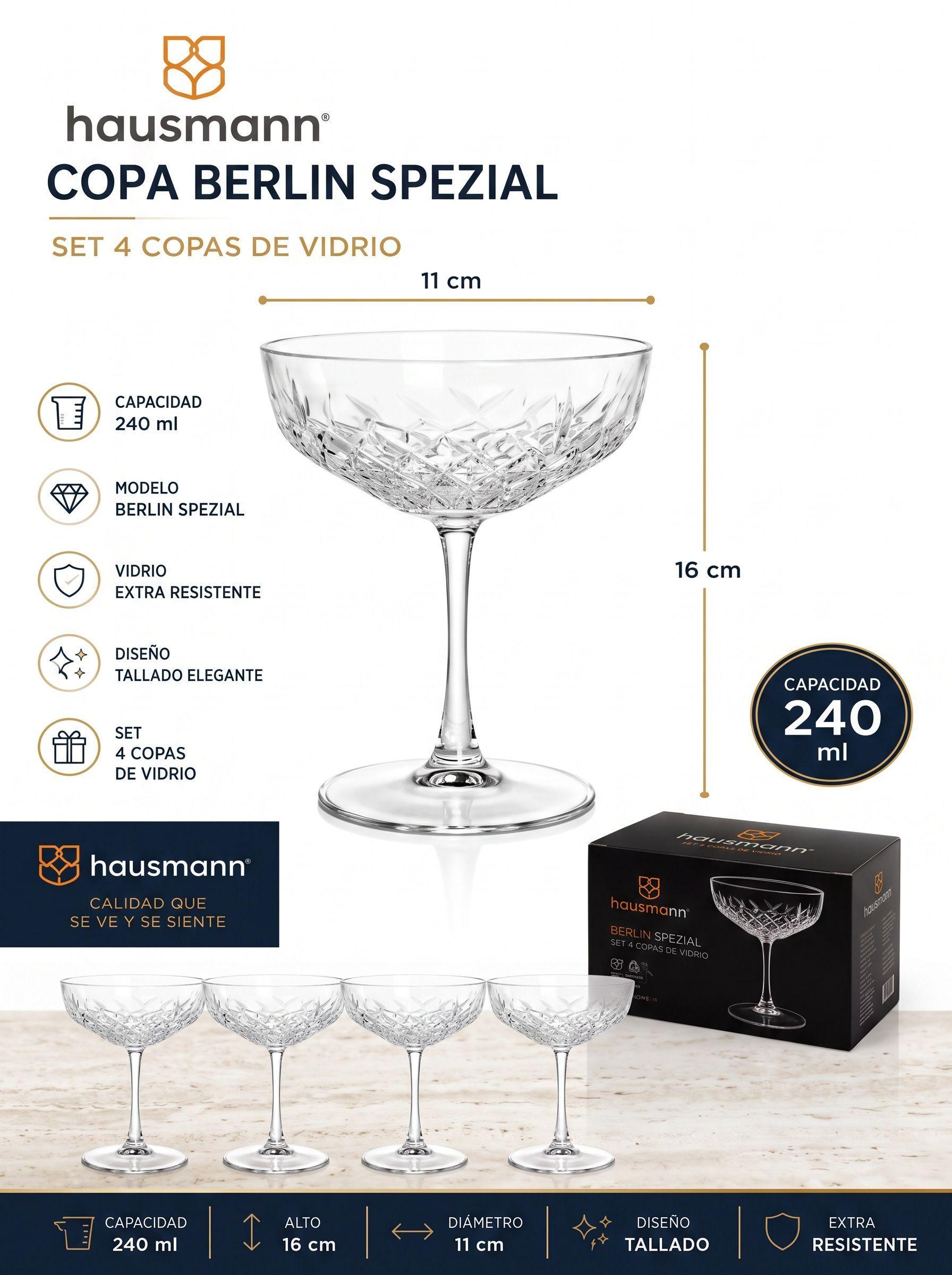 Set 4 Copas Margarita Martini Vidrio Tallado Berlin-4