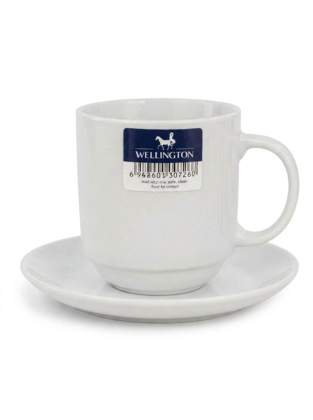 Set 6 Tazas De Porcelana 350cc Wellington Con Platillos-0