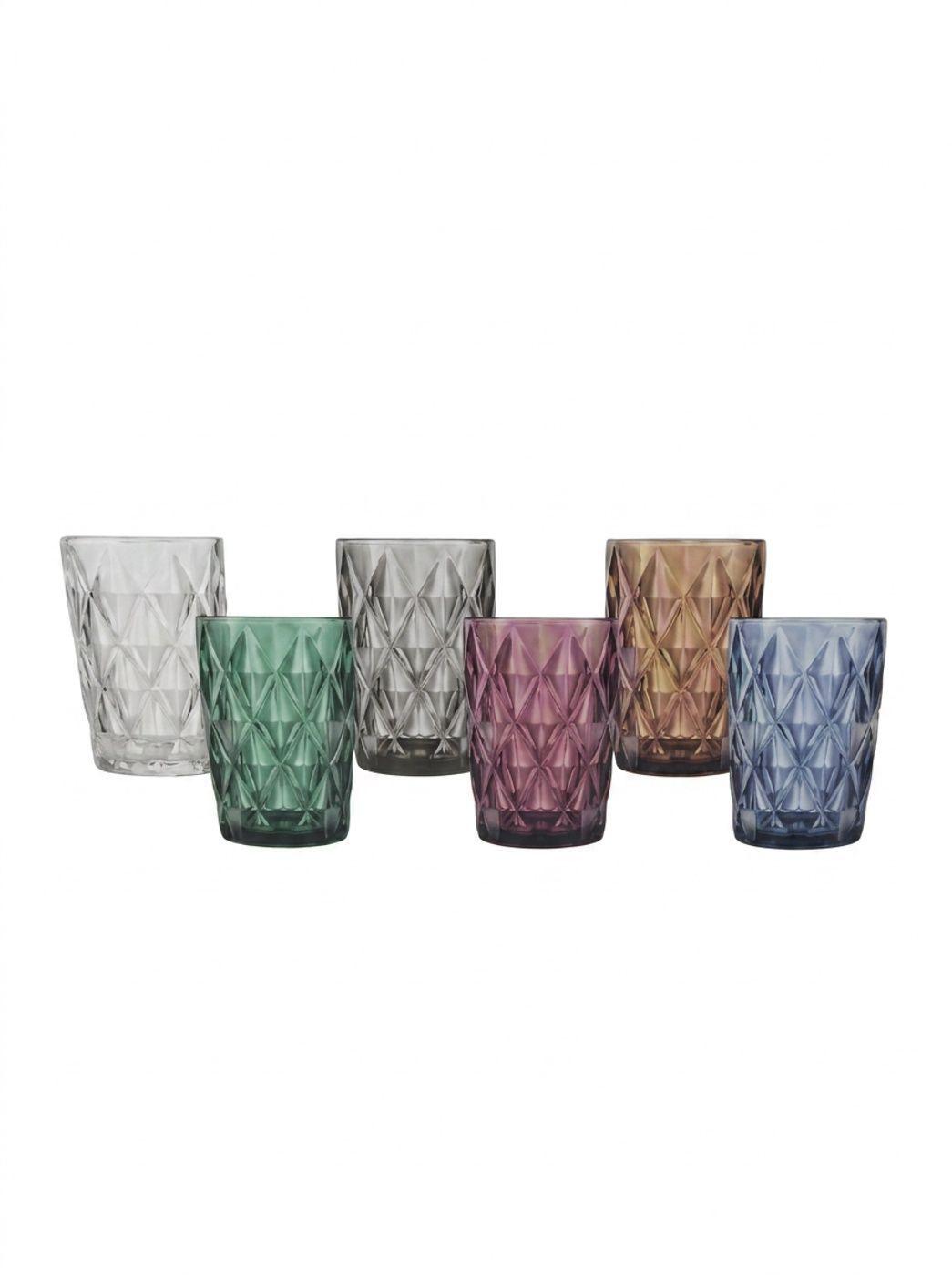 Juego De 6 Vasos De Vidrio De Colores Surtidos De 400ml-2