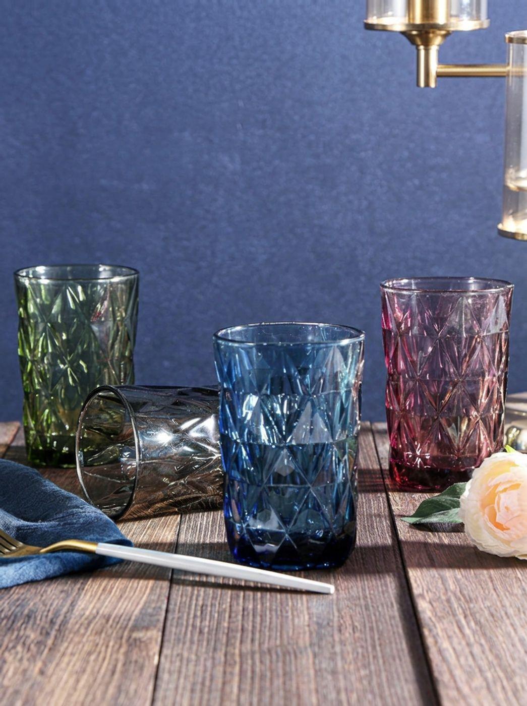 Juego De 6 Vasos De Vidrio De Colores Surtidos De 400ml-3