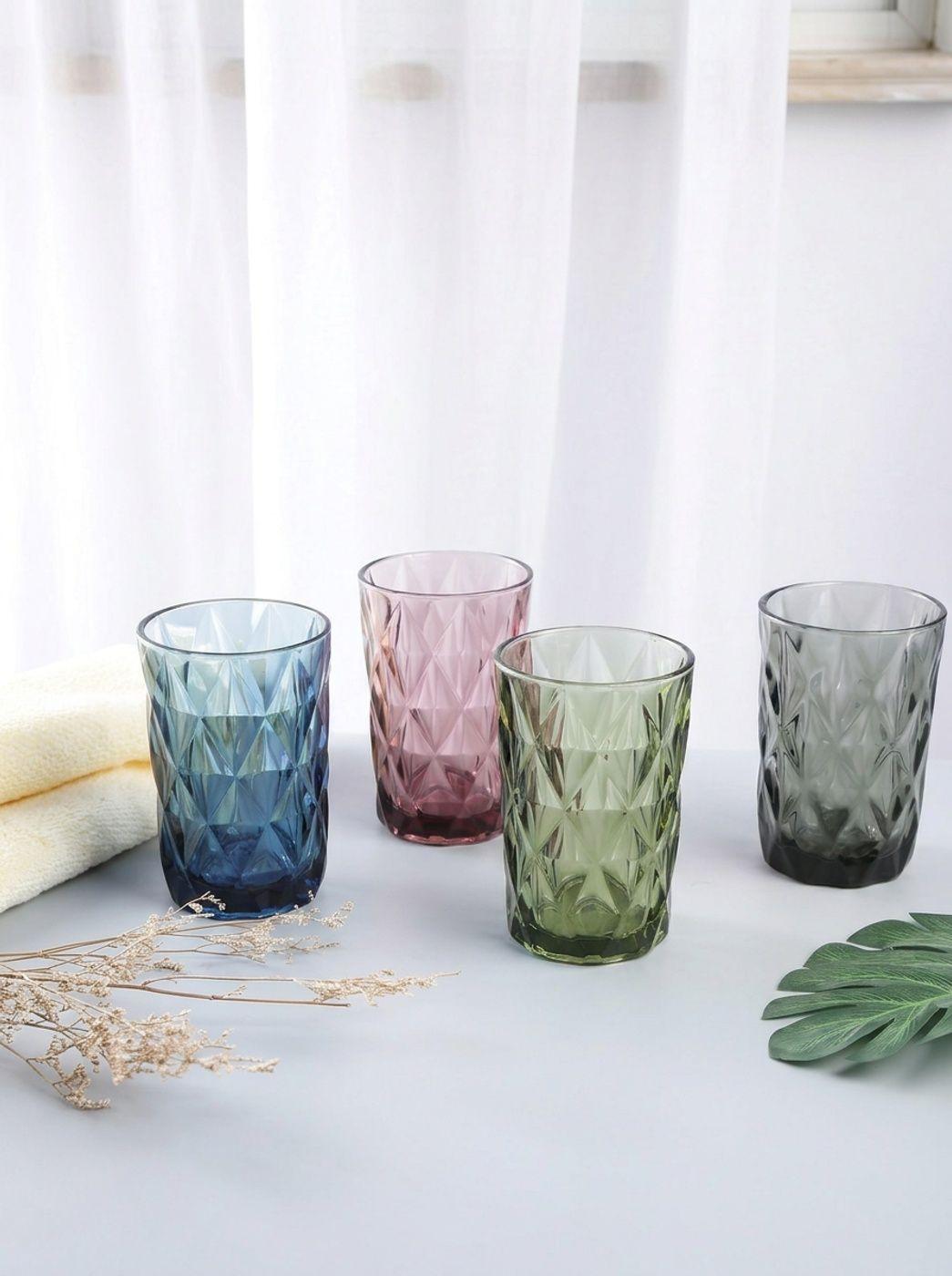 Juego De 6 Vasos De Vidrio De Colores Surtidos De 400ml-4