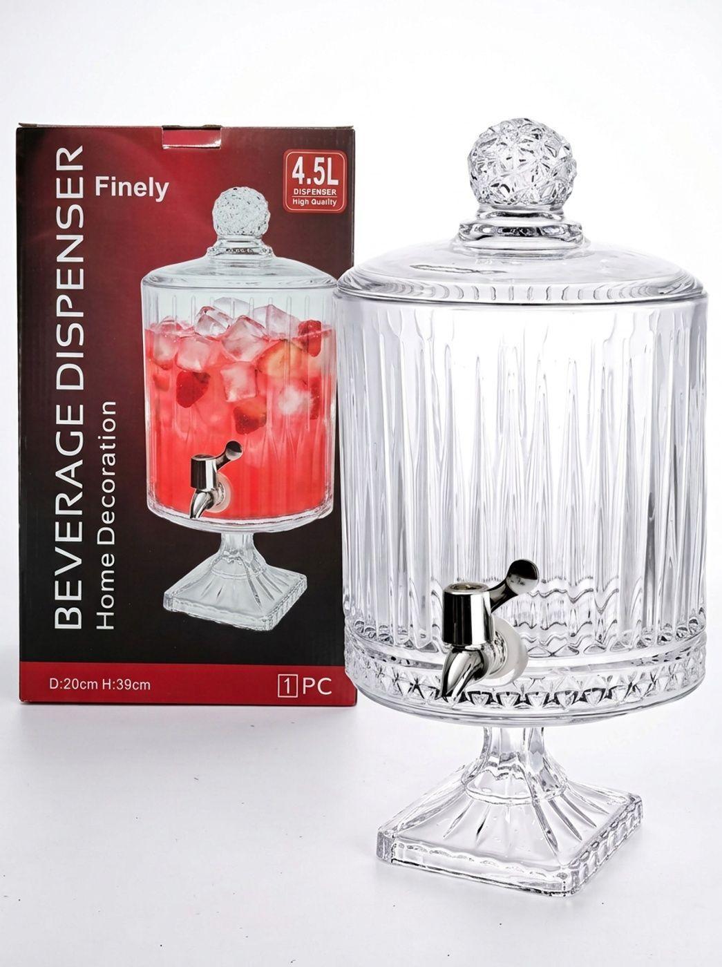 Dispensador De Bebidas De Vidrio Con Pedestal Y Llave 4 5l-0