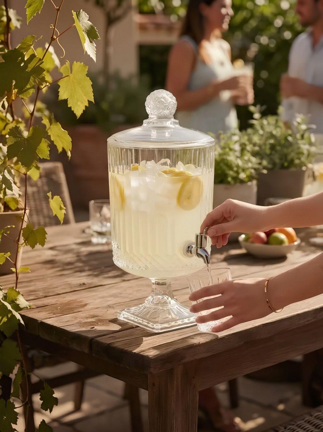 Dispensador De Bebidas De Vidrio Con Pedestal Y Llave 4 5l-2