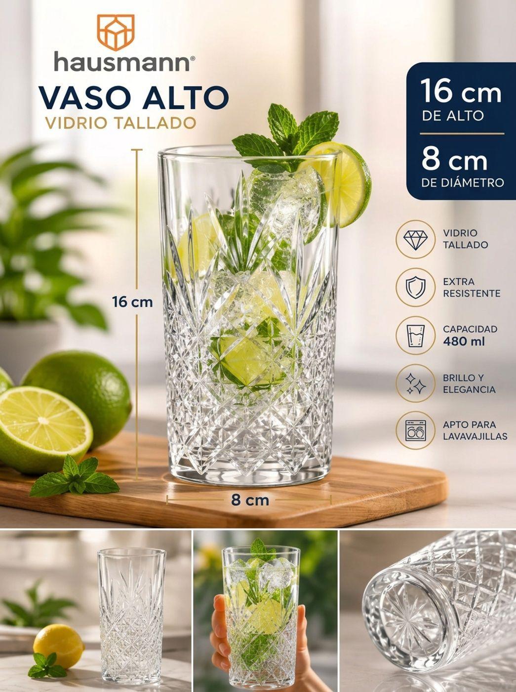 Set 6 Vasos De Vidrio Bebidas Cocteles 480ml Berlin Hausmann-3