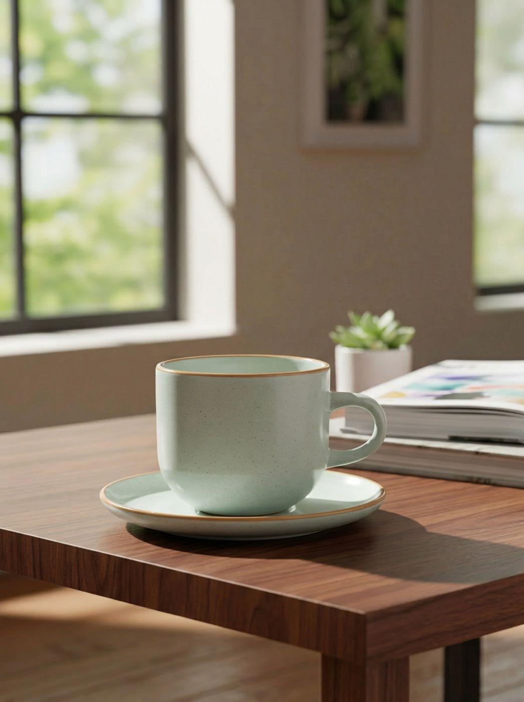 Set 6 Tazas 6 Platos Te o Cafe Ceramica 350 ML Amalfi-2