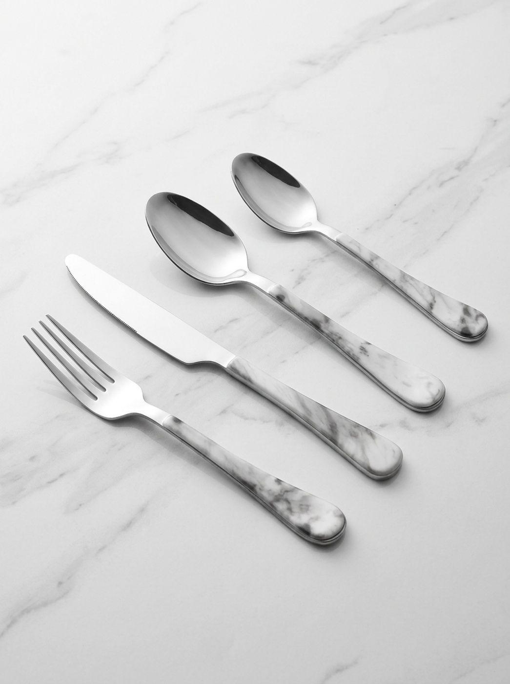 Set Cubiertos Elegantes De 24 Piezas Krons Estilo Marmol moderno-1