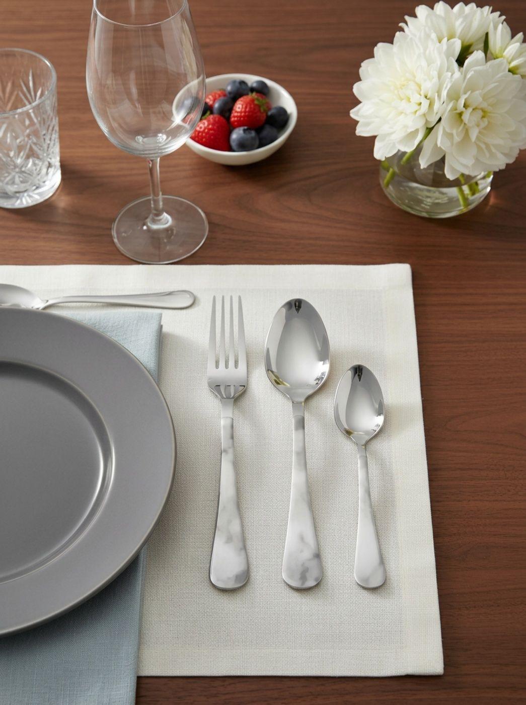 Set Cubiertos Elegantes De 24 Piezas Krons Estilo Marmol moderno-2