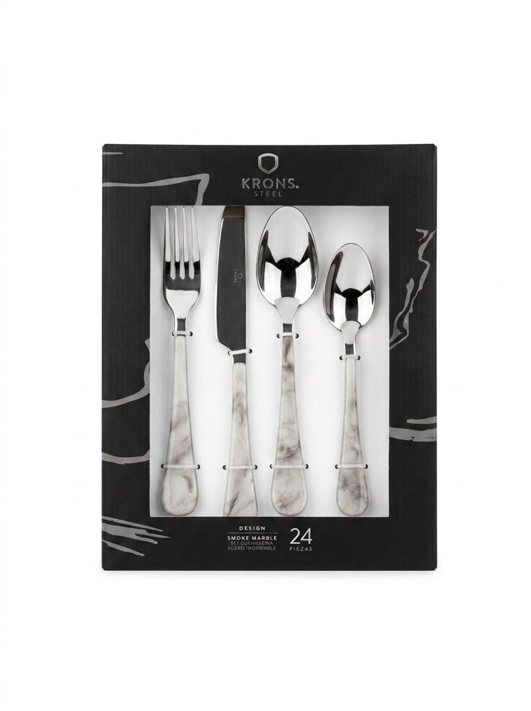 Set Cubiertos Elegantes De 24 Piezas Krons Estilo Marmol moderno-3