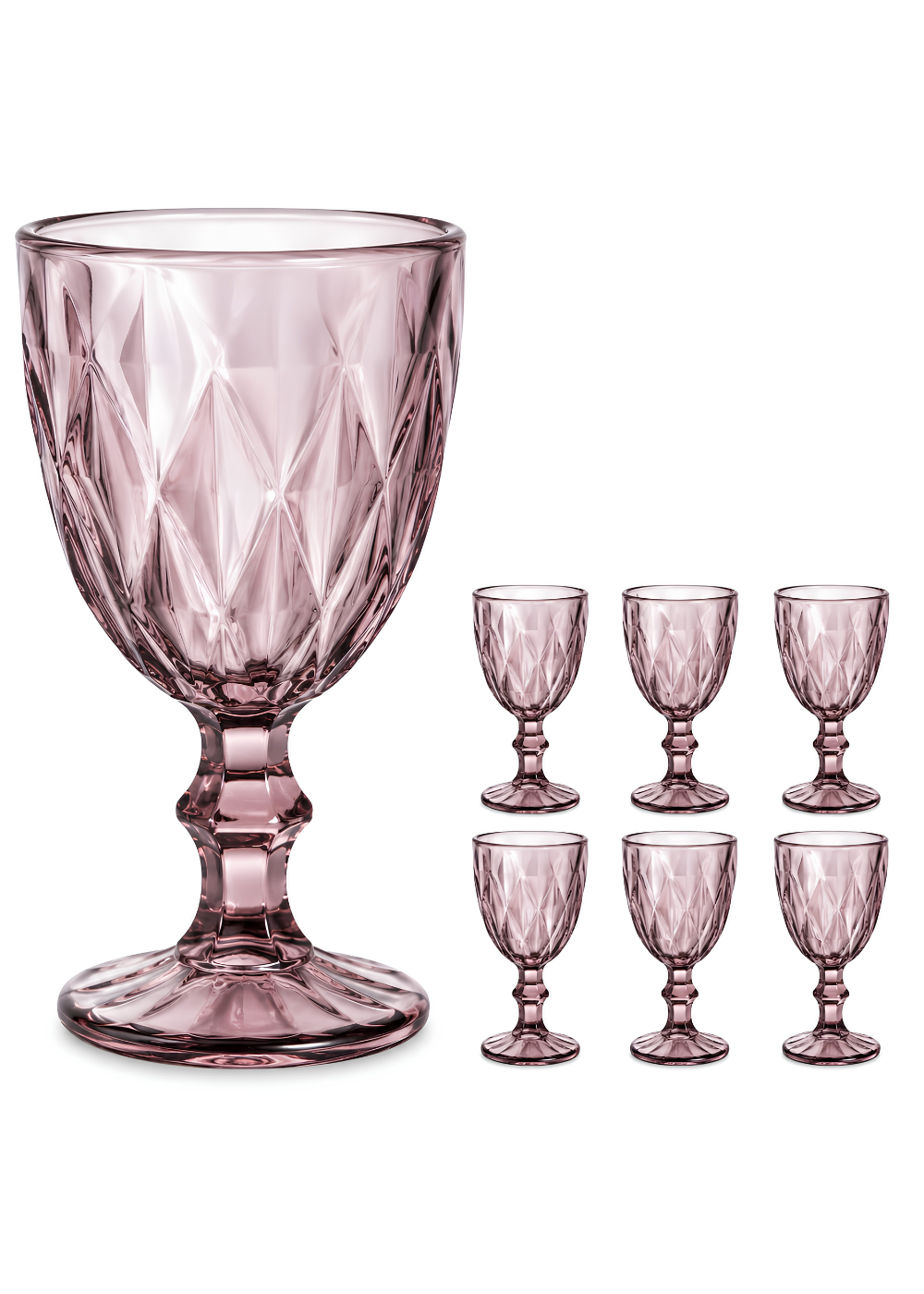 Set de 6 Copas Labradas Diamante de Vidrio 300ml-3
