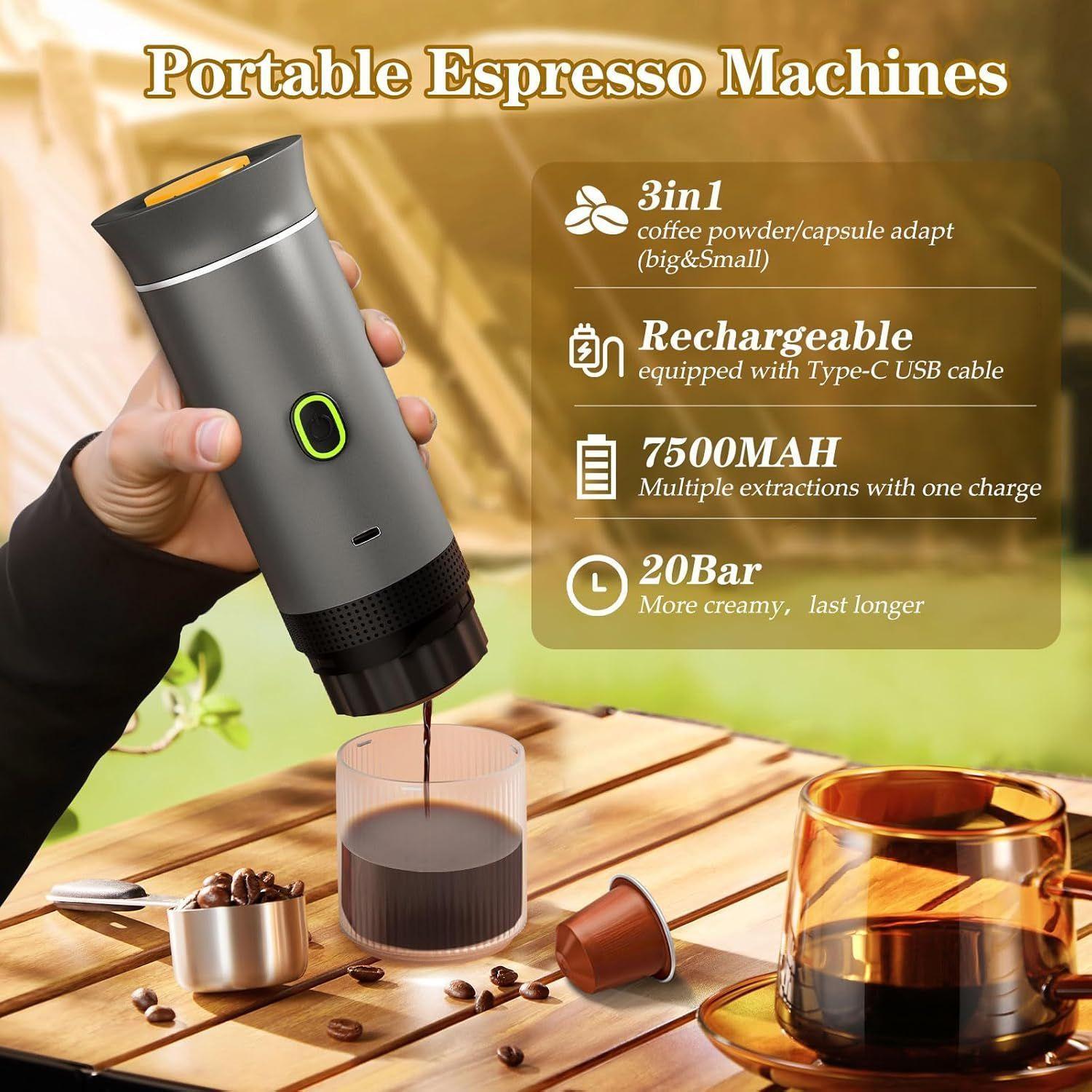 Maquina de Café Expresso Portatil 3 en 1 - Recargable por USB y compatible con Capsulas-3