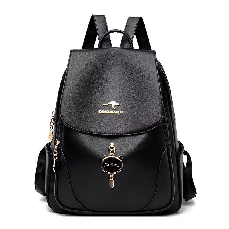 Mochila Urbana Cuero Mujer 15l Color Negro Serie CAT-2