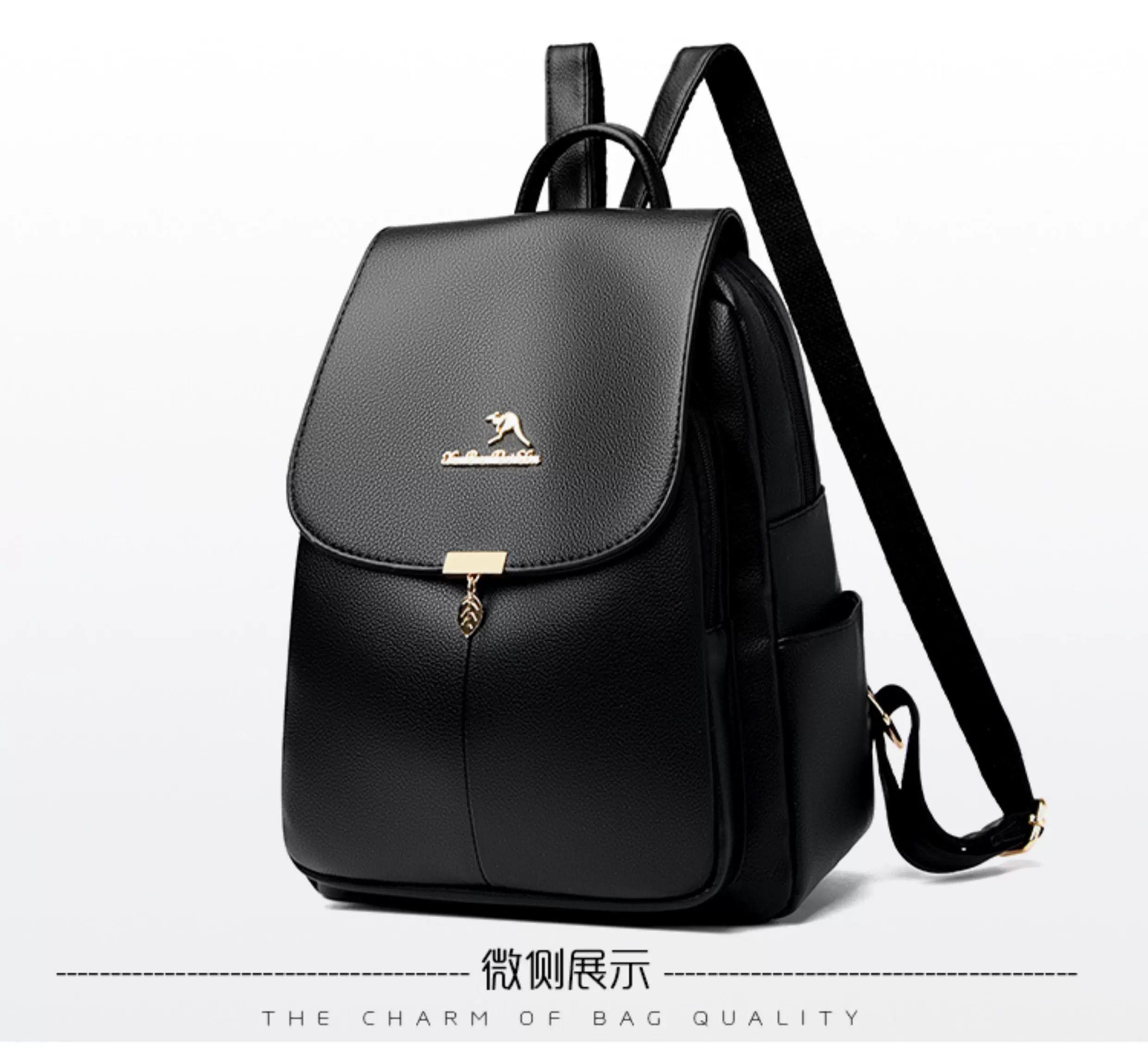 Mochila Urbana Cuerina Mujer 15l Color Negro Leaf Series 6761-0