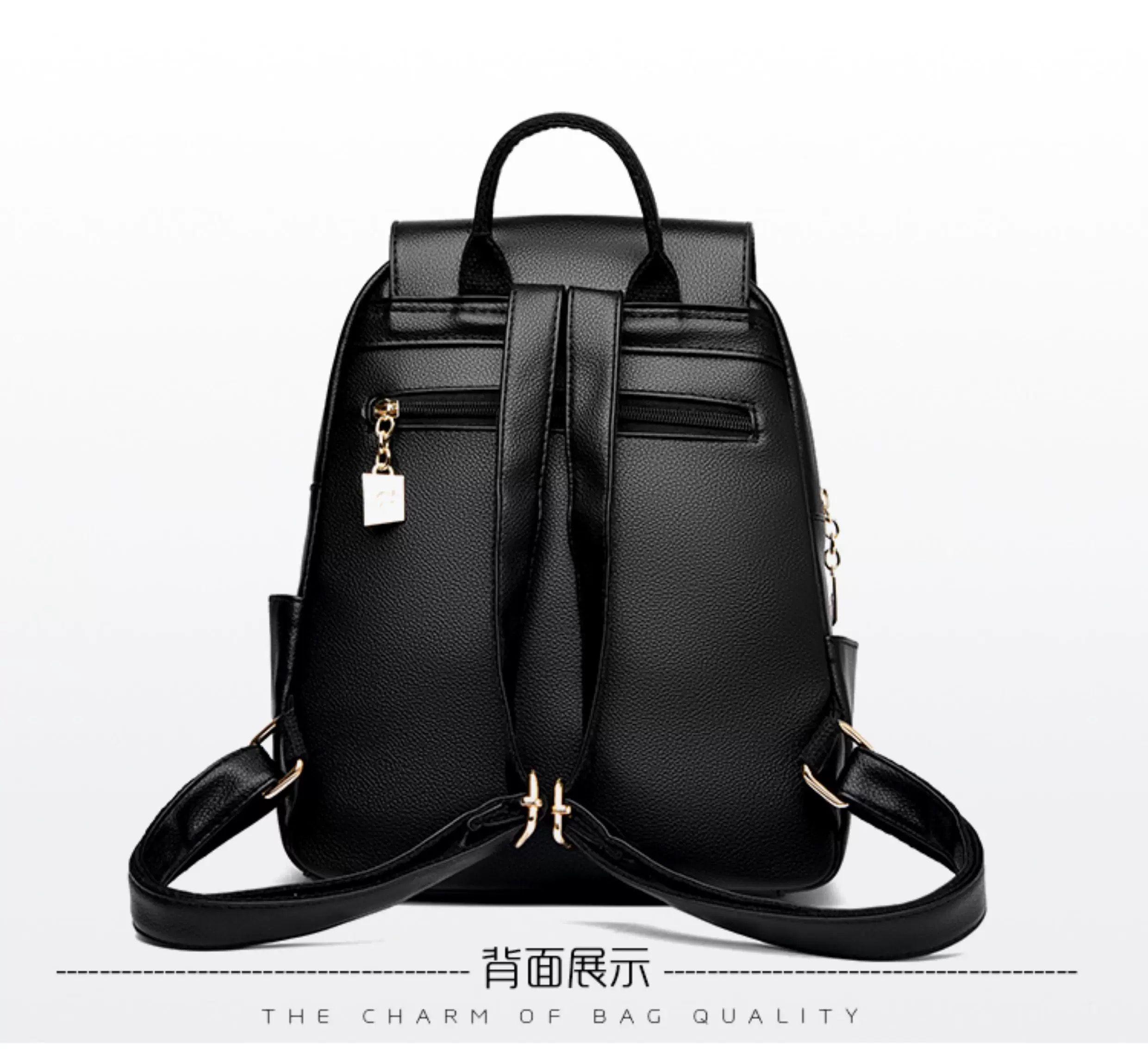 Mochila Urbana Cuerina Mujer 15l Color Negro Leaf Series 6761-2