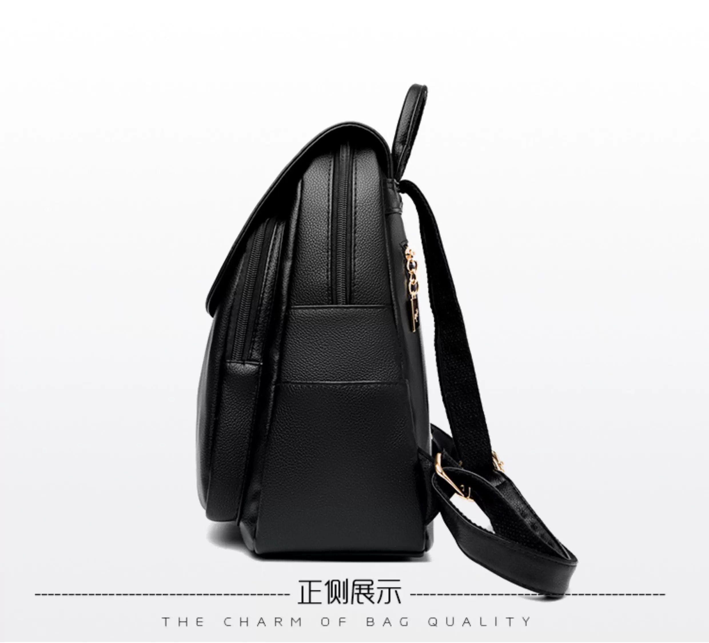 Mochila Urbana Cuerina Mujer 15l Color Negro Leaf Series 6761-5