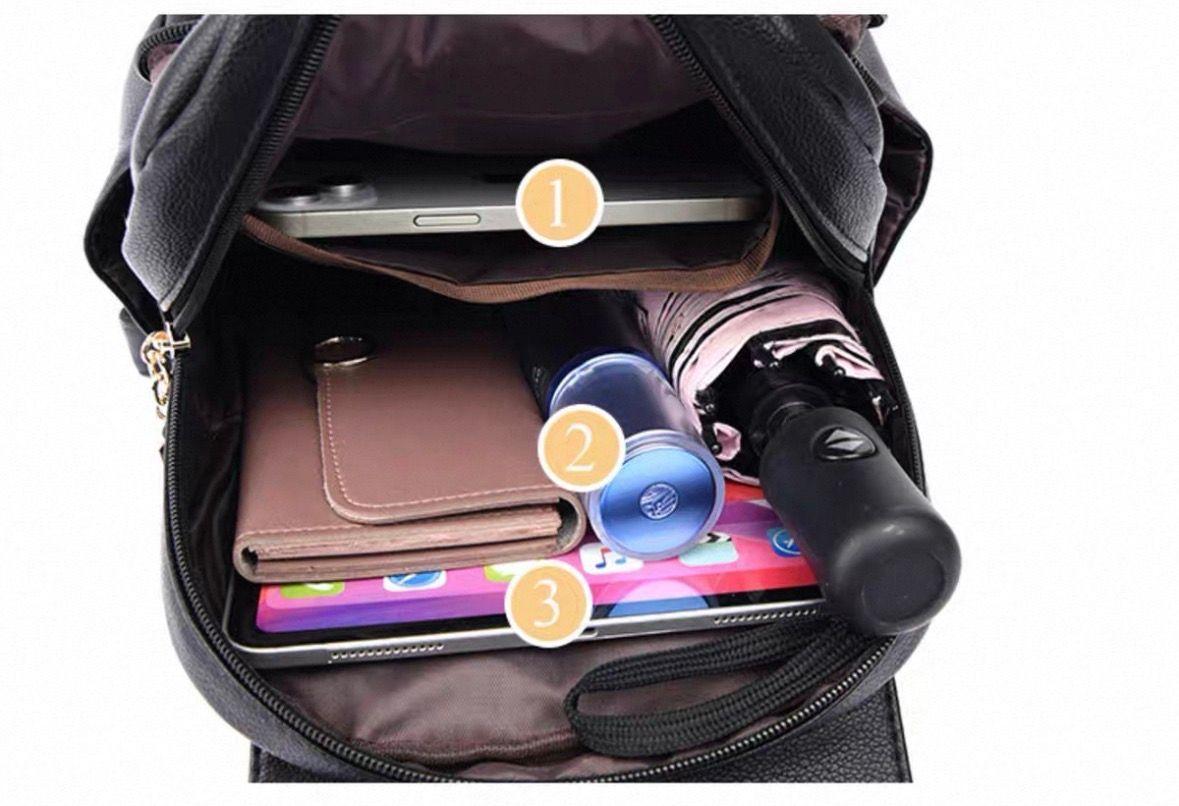 Mochila Urbana Cuerina Mujer 15l Color Negro Leaf Series 6761-6