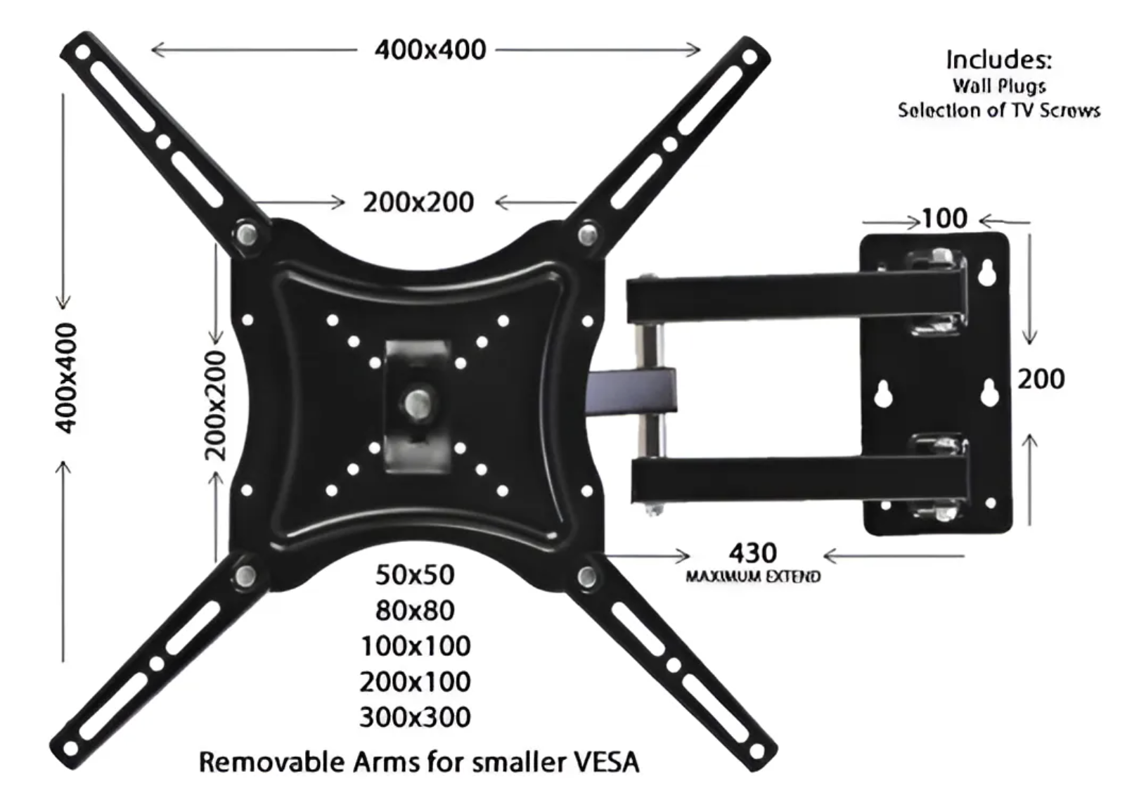 Soporte Para Television De 32 A 55 Ultradelgado Con Brazo Color Negro-7