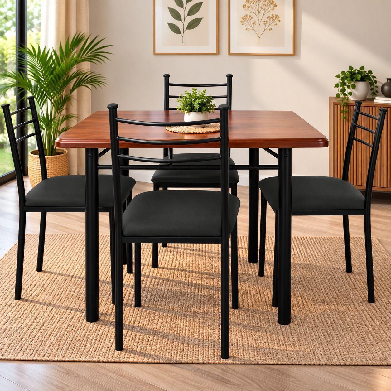 COMEDOR RANCO 4 SILLAS NEGRO-0