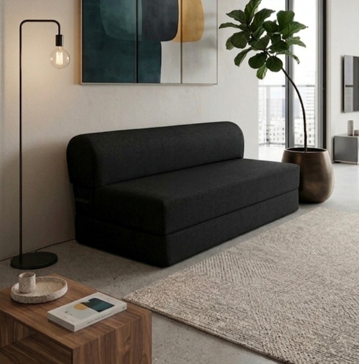 SOFA CAMA ESPUMA BLACKIE  NEGRO 190X130X18 TWIN-0