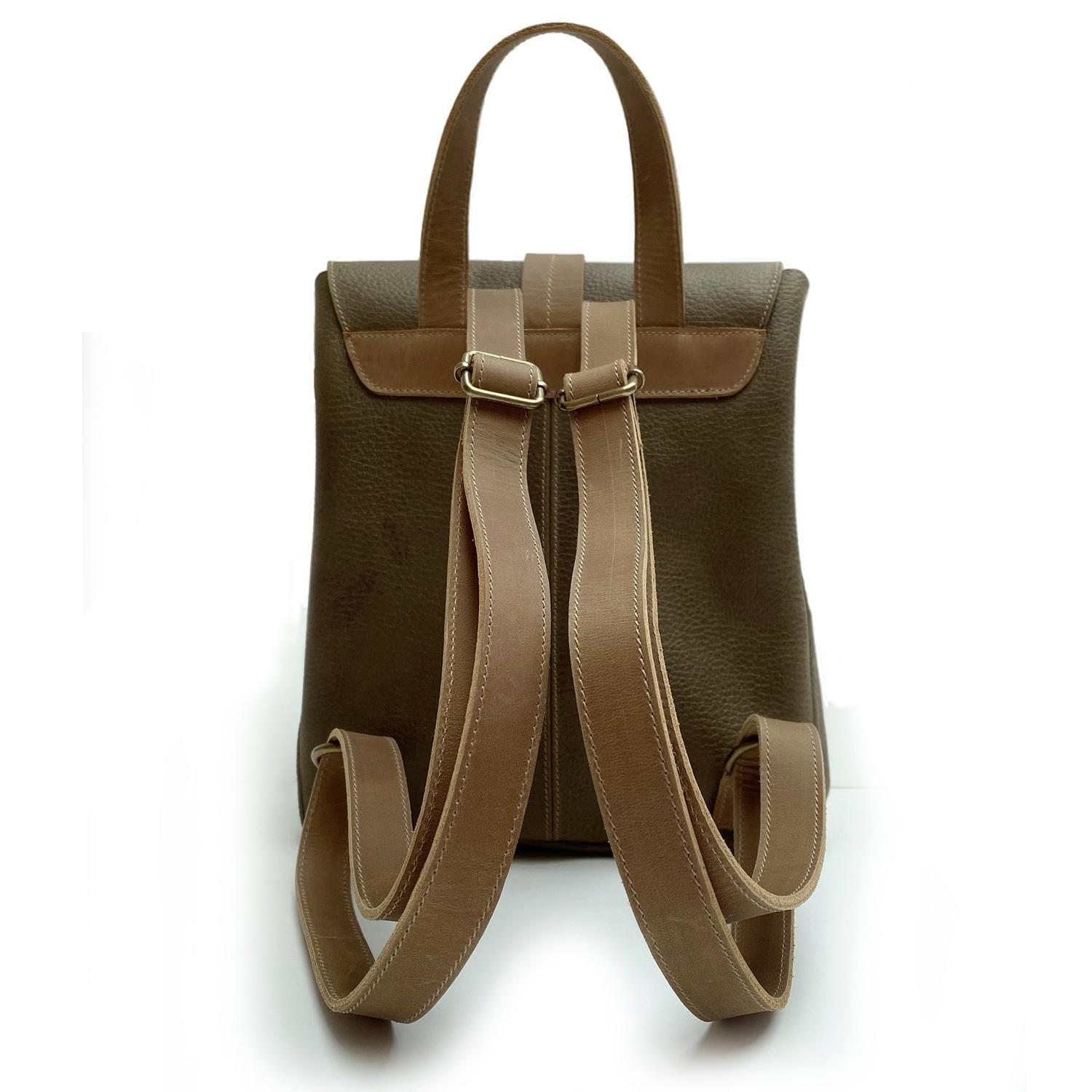 Mochila de cuero modelo ELENA Oliva-2