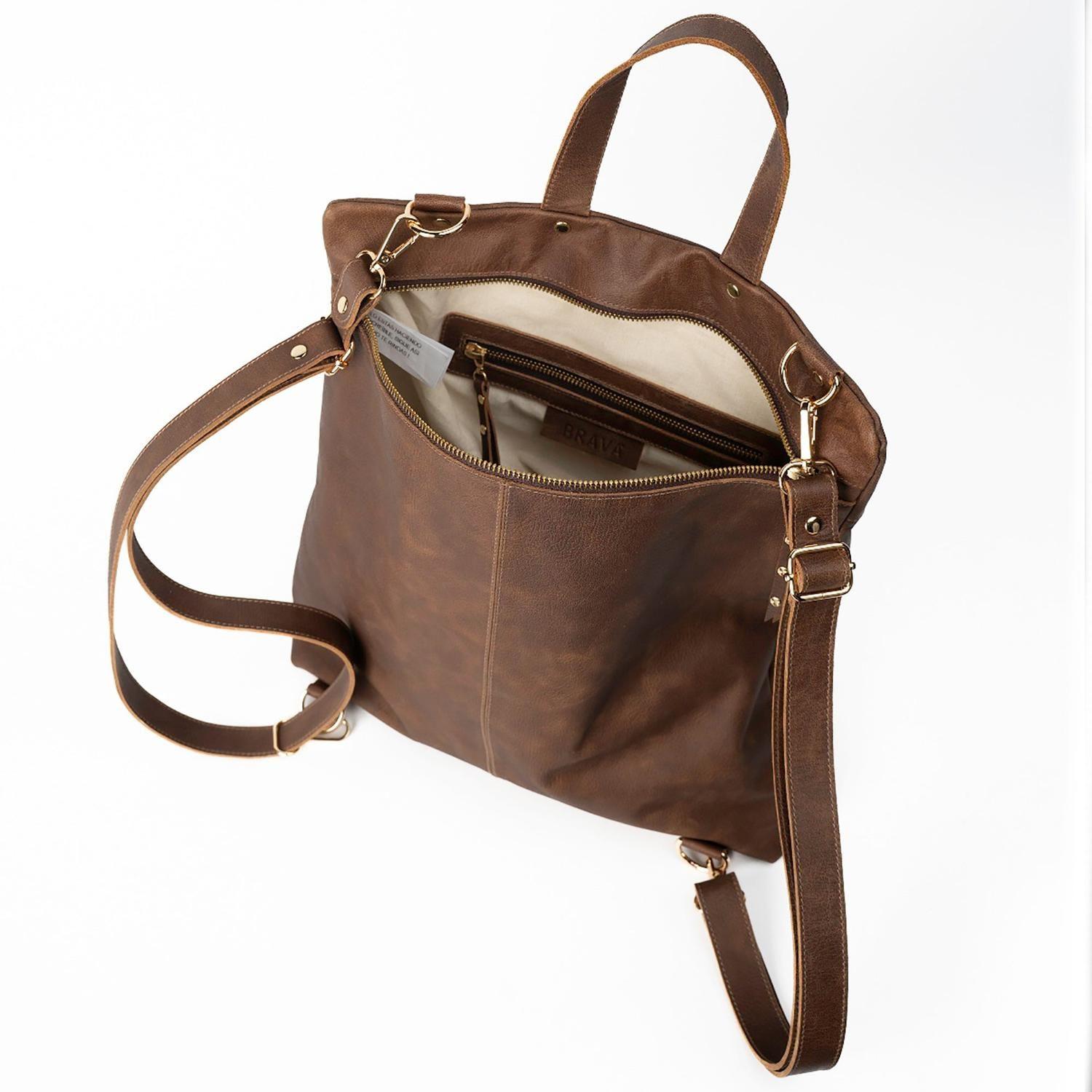 Mochila de cuero modelo EMILY Trufa-2