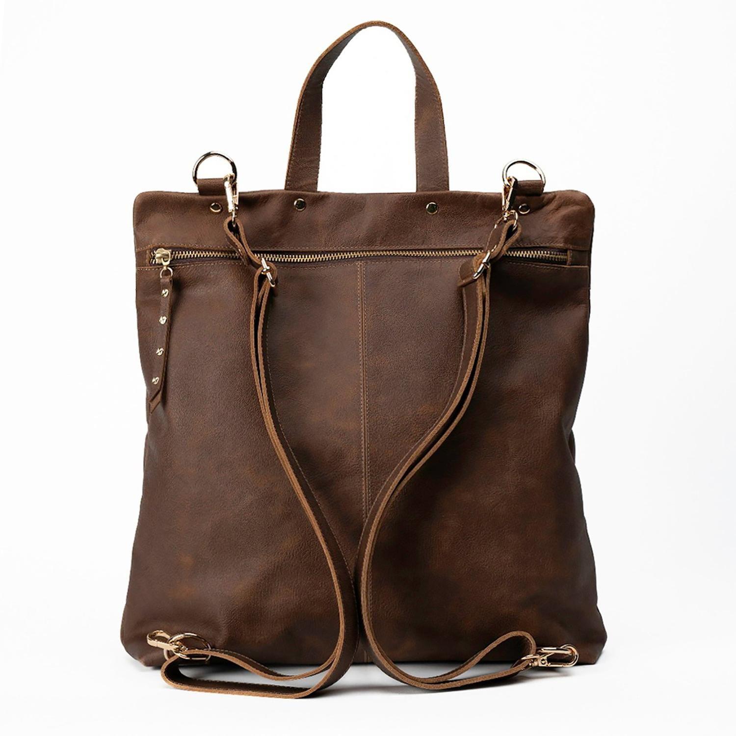 Mochila de cuero modelo EMILY Trufa-3